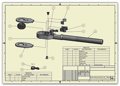 Ratschenschl&uuml;ssel Montagezeichnung